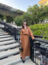 Women Collar Down Casual Shirts With Skirts and Belt Sets